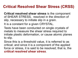 Critical Resolved Shear Stress (CRSS)
