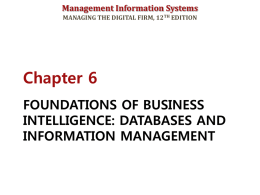 FOUNDATIONS OF BUSINESS INTELLIGENCE: DATABASES &hellip;