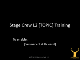 Stage Crew L2 Hall-MEWP Training