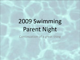 2009 Swimming Parent Night