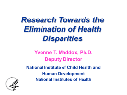 Research towards the elimination of health disparities