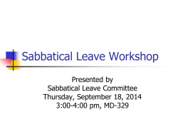 Sabbatical Leave Workshop