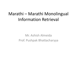 Marathi – Marathi Monolingual Information Retrieval