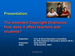 Presentation: The amended Copyright Ordinance – How does