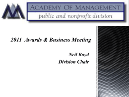 Agenda for 2006-2007 - Academy of Management