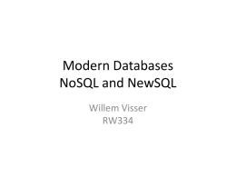Modern Databases NoSQL - Stellenbosch University