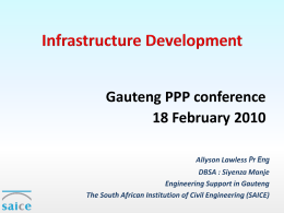 Infrastructure Development - Gauteng Provincial Treasury