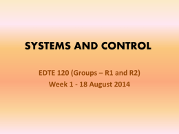 SYSTEMS AND CONTROL - University of KwaZulu