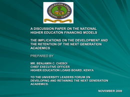 A DISCUSSION PAPER ON THE NATIONAL HIGHER EDUCATION