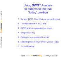 SWOT Analysis - Where Are We Today?