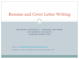 Resume Writing - Lycoming College