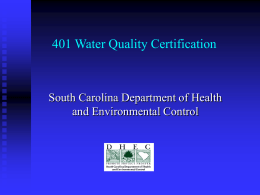 Water Quality Standards and 401 Water Quality Certification