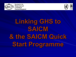 Linking GHS to SAICM & the SAICM Quick Start Programme