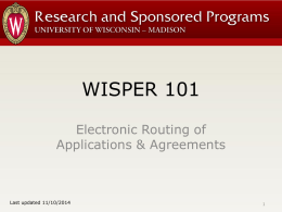 WISPER 101 - University of Wisconsin–Madison