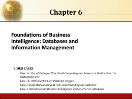 FOUNDATIONS OF BUSINESS INTELLIGENCE: DATABASES &hellip;