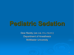 Pediatric Sedation - McMaster Faculty of Health Sciences