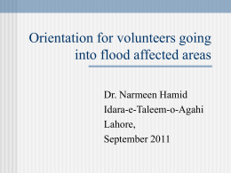Orientation for volunteers going into flood affected areas