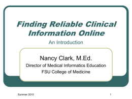 Finding Reliable Online Medical Information