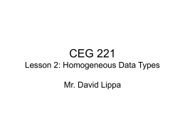 CEG 221: Week 1 Lesson 1