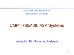 CMPT 880: P2P Systems