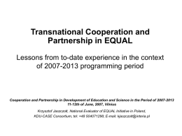 Methodology of evaluation of transnational cooperation