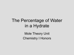 The Percentage of Water in a Hydrate