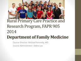 Rural Primary Care Practice and Research Program 2013