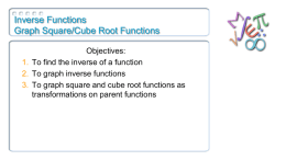 6.4: Inverse Functions 6.5: Graph Square/Cube Root Functions