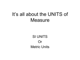 It’s all about the UNITS of Measure