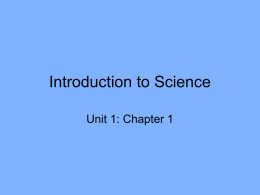 Introduction to Science - Mrs. Epperson's Science Classes