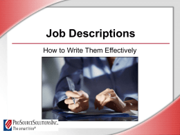 Job Descriptions How to Write Them Effectively