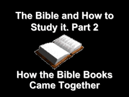 The Bible and Principles of Bible Study