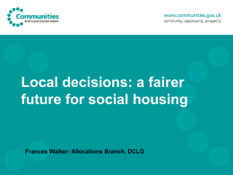 Reform of Social Housing & Decentralisation of housing to