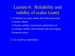 Validity and reliability of scales