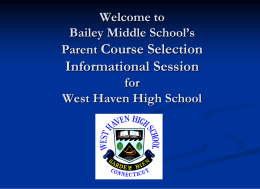 SUBJECT SELECTION - West Haven High School