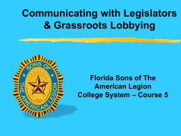 FSCS-07 Communicating with Legislators & Grassroots Lobbying