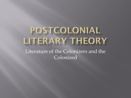 Post Colonial Literary Theory - Don Bosco Technical Institute