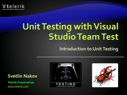 Unit Testing with VSTT
