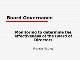Board Governance Presentation