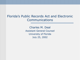 Florida Public Records Act and Electronic Communications