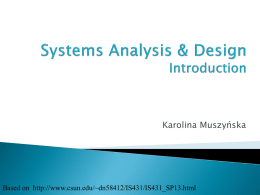 Systems Analysis & Design Introduction