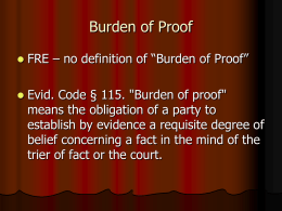 Burden of Proof - Hastings College of the Law