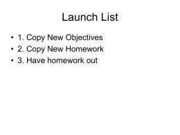 Launch List - Mr. Cochran