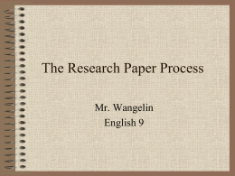 The Research Paper Process