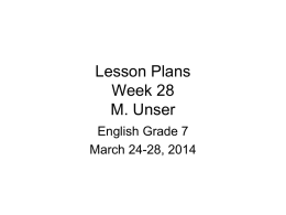 Lesson Plans Week 27 M. Unser