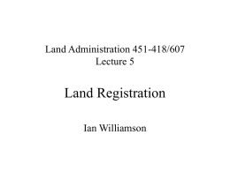 Land Administration 451-418/607 Lecture 4 The Cadastral