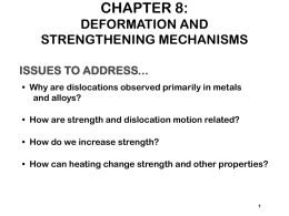 CHAPTER 8: DISLOCATIONS AND STRENGTHENING