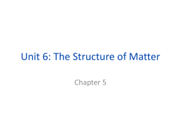 Unit 6: The Structure of Matter