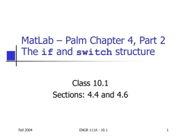 MatLab – Palm Chapter 3, Part 1 Files, Functions, and Data