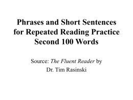 Phrases and Short Sentences for Repeated Reading Practice